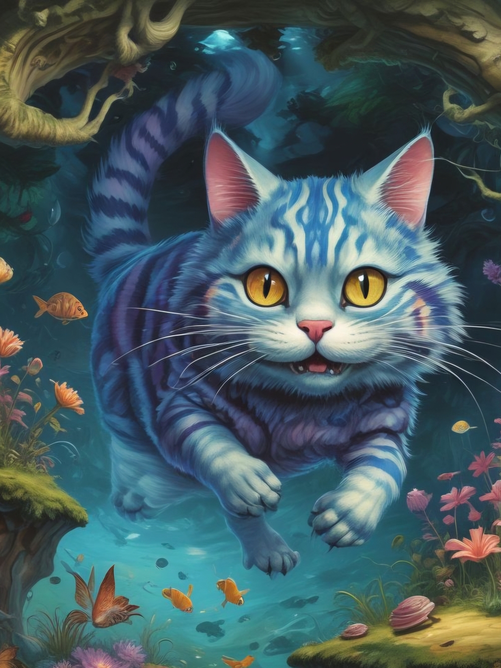 Fantasy Blue Tabby Cat Art Print - Kirsten Scritsmier